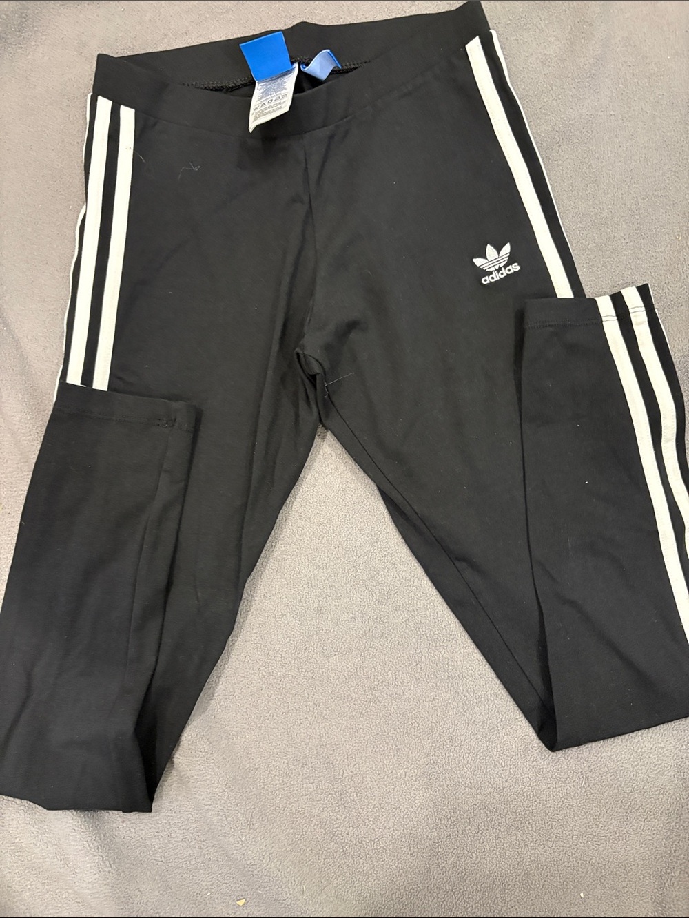 adidas Black Leggings with White 3-Stripe Side Detail